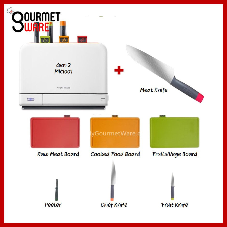 [SG Stock] 6 in 1 UV+HEAT Dry Disinfecting Steriliser Cutting Board and Knife Rack Set by Morphy Richards (New Model)