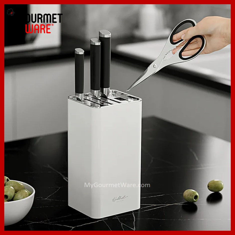 [SG Stock] Kitchen Knife Block | Knife Rack l Space Saving Knife Holder | Knives Storage| Black White Knife Rest