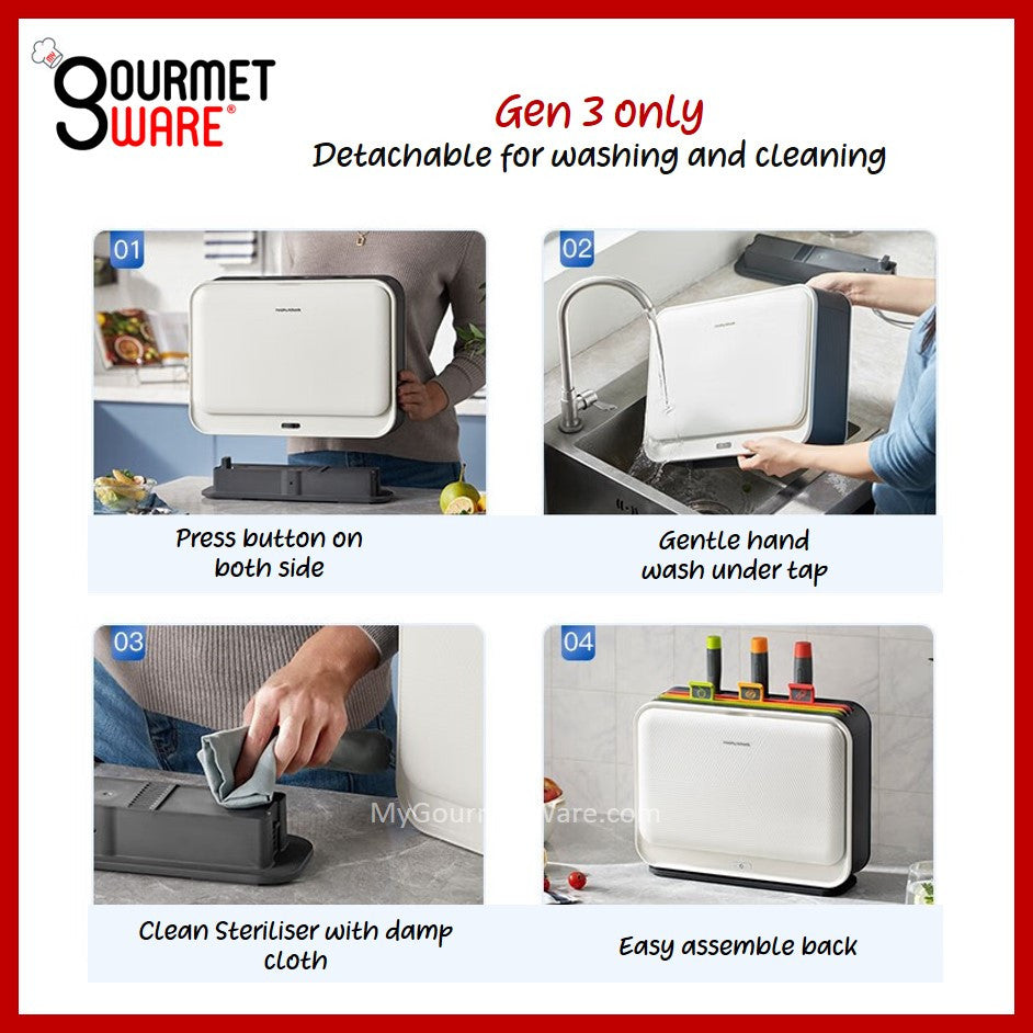 [SG Stock] 6 in 1 UV+HEAT Dry Disinfecting Steriliser Cutting Board and Knife Rack Set by Morphy Richards (New Model)
