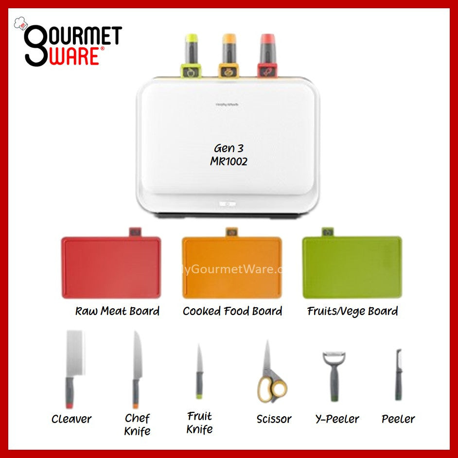 [SG Stock] 6 in 1 UV+HEAT Dry Disinfecting Steriliser Cutting Board and Knife Rack Set by Morphy Richards (New Model)