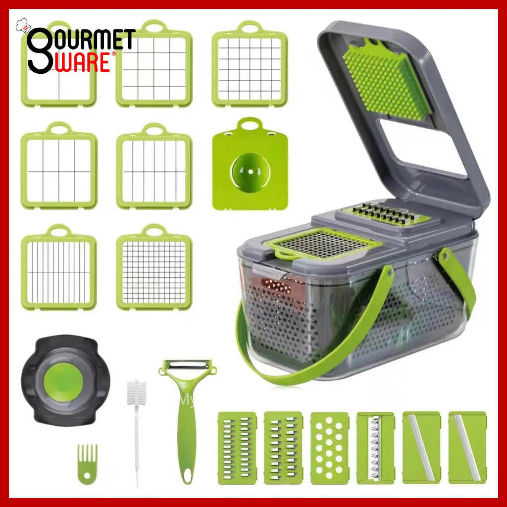 [SG Stock] 22 in 1 Multi-Functional Food Chopper Vegetable Cutter Garlic Chopper Dicer Grater Mandoline Slicer