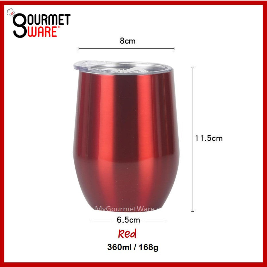 [SG Stock] Double Wall Egg Shape Coffee Cup Stemless Wine Mug Leak Proof Travel Tumbler With Cover