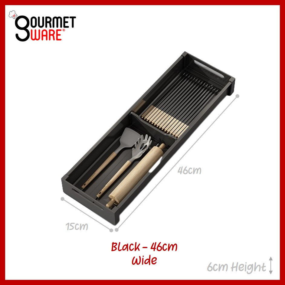 [SG Stock] Aluminium Adjustable Cutlery Drawer Organizer Flatware Tray for Silverware Cutlery