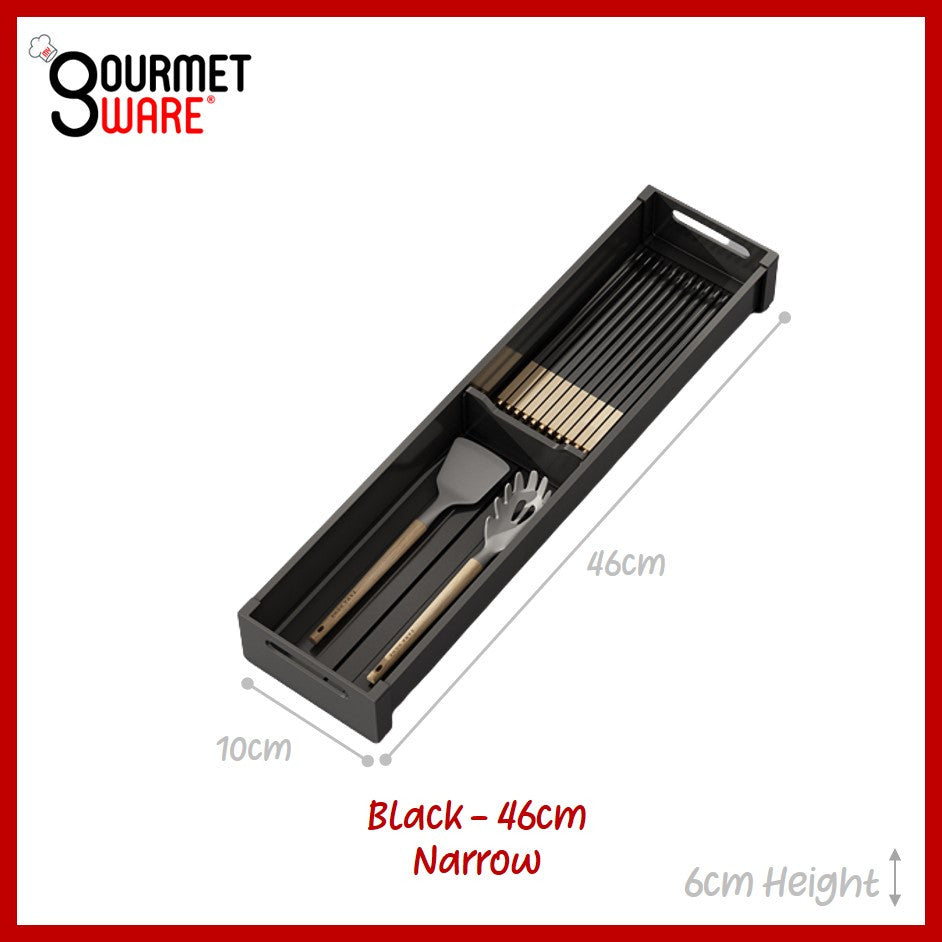 [SG Stock] Aluminium Adjustable Cutlery Drawer Organizer Flatware Tray for Silverware Cutlery