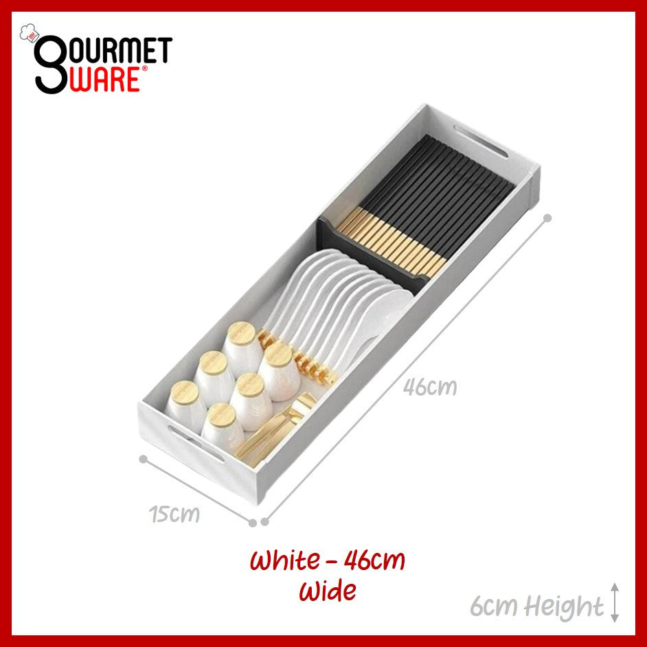 [SG Stock] Aluminium Adjustable Cutlery Drawer Organizer Flatware Tray for Silverware Cutlery