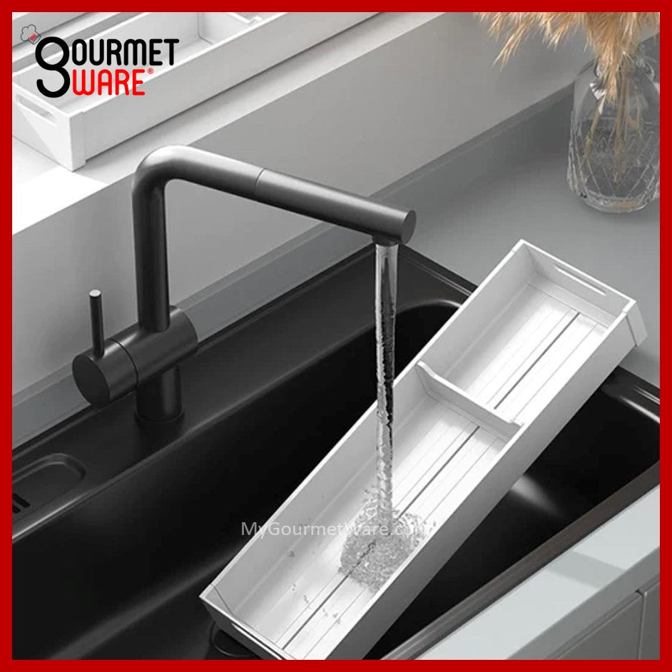 [SG Stock] Aluminium Adjustable Cutlery Drawer Organizer Flatware Tray for Silverware Cutlery