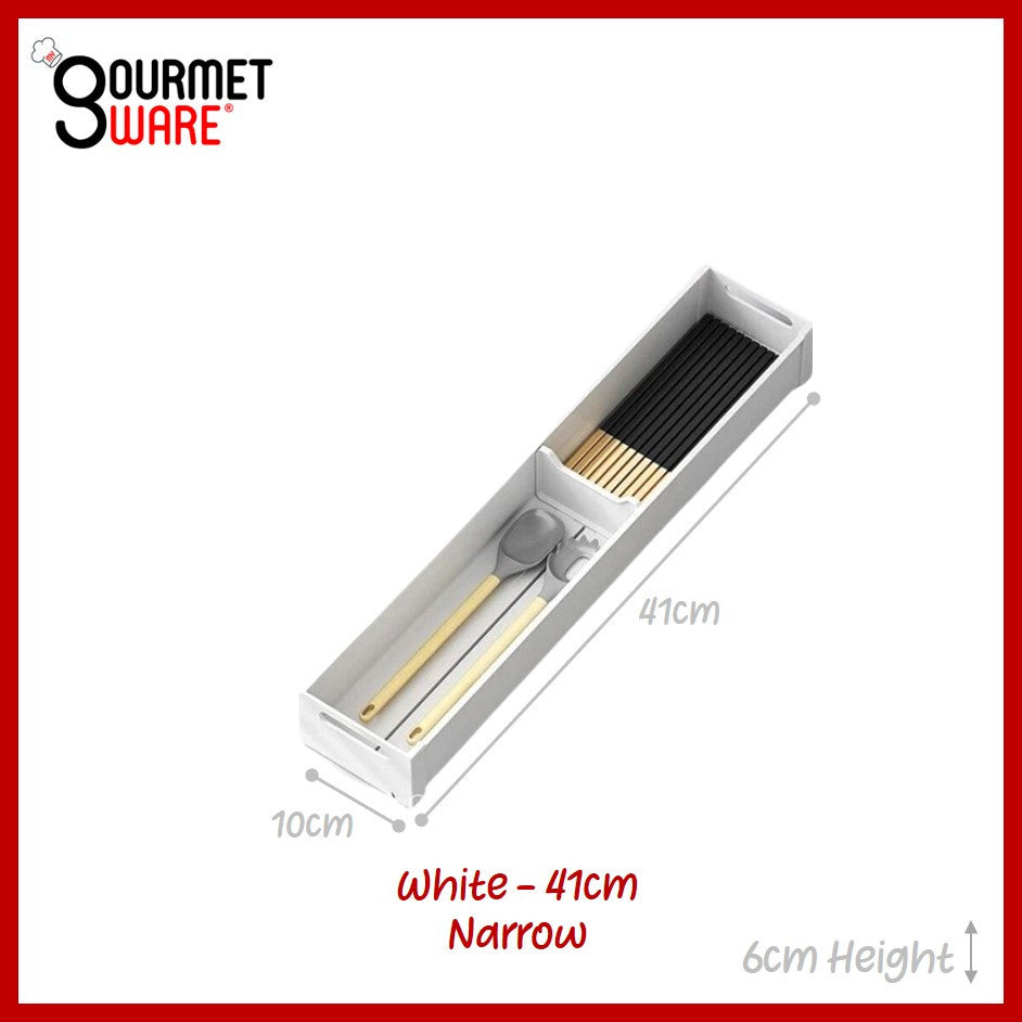 [SG Stock] Aluminium Adjustable Cutlery Drawer Organizer Flatware Tray for Silverware Cutlery