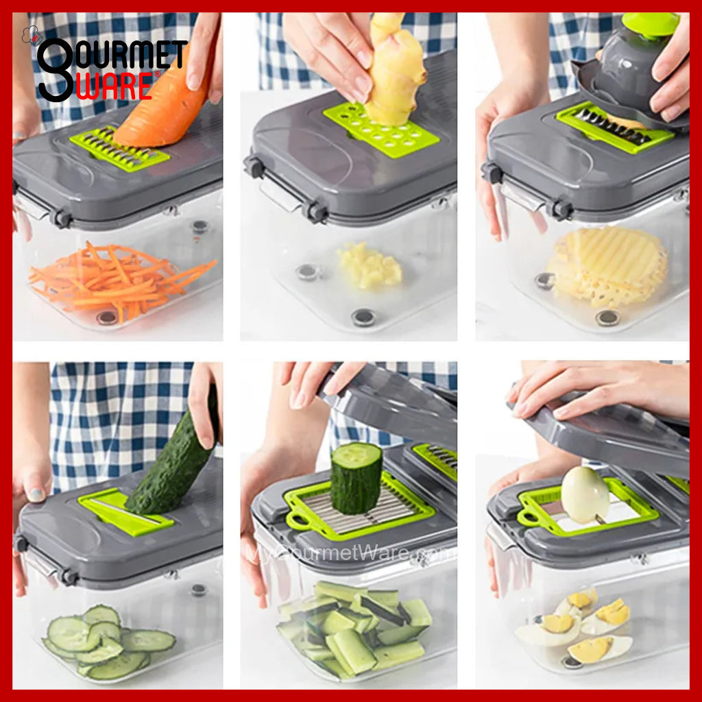 [SG Stock] 22 in 1 Multi-Functional Food Chopper Vegetable Cutter Garlic Chopper Dicer Grater Mandoline Slicer