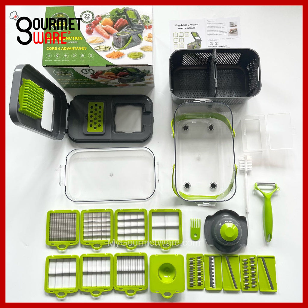 [SG Stock] 22 in 1 Multi-Functional Food Chopper Vegetable Cutter Garlic Chopper Dicer Grater Mandoline Slicer