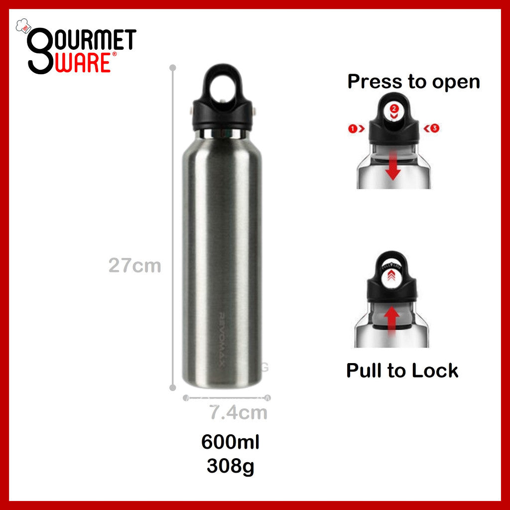 [SG Stock] Stainless Steel Sports Water Bottle Thermal Vacuum Flask Insulated Bottle One hand operation no screw