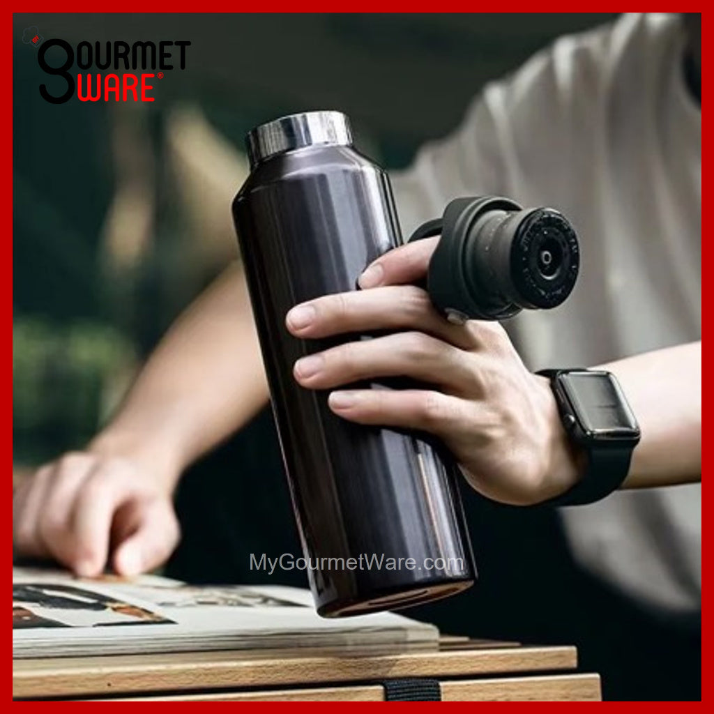 [SG Stock] Stainless Steel Sports Water Bottle Thermal Vacuum Flask Insulated Bottle One hand operation no screw