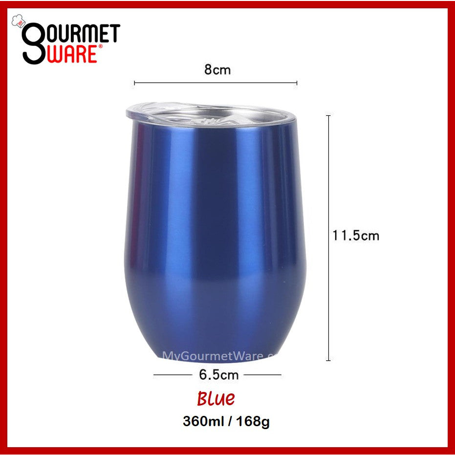 [SG Stock] Double Wall Egg Shape Coffee Cup Stemless Wine Mug Leak Proof Travel Tumbler With Cover