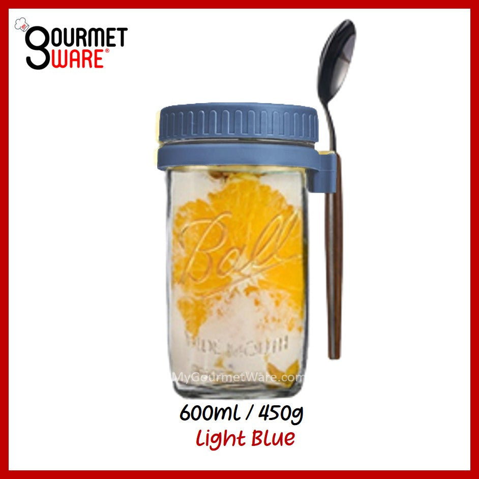 [SG Stock] Oatmeal Cup | Breakfast Cereal Oats Cup | Mason Glass Jar with Spoon | Leak Proof Parfait Container Mug 燕麦杯