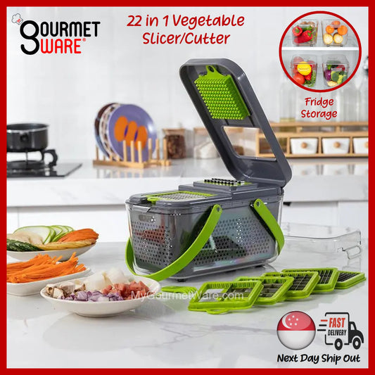 [SG Stock] 22 in 1 Multi-Functional Food Chopper Vegetable Cutter Garlic Chopper Dicer Grater Mandoline Slicer