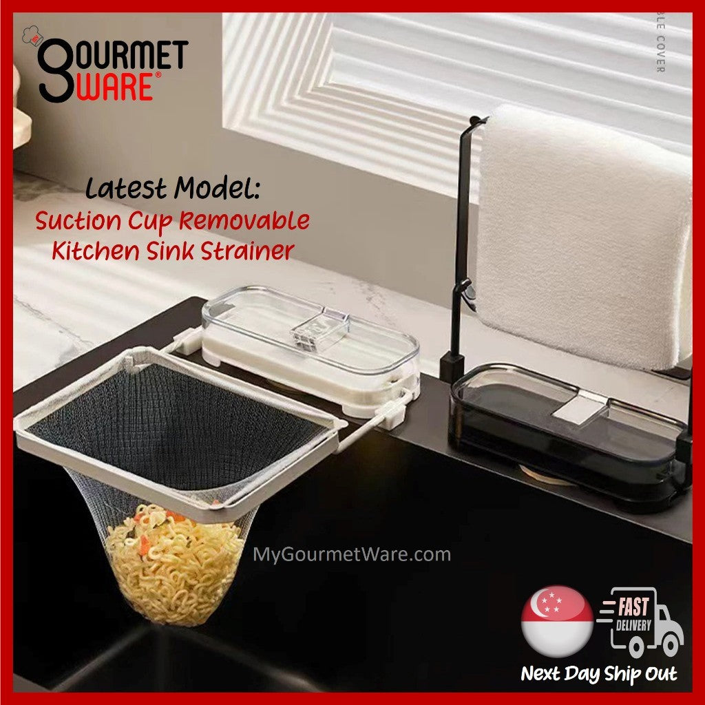 [SG Stock] Kitchen Sink Filter Drainage Rack with Disposable Filter Net Basket. Suction Type Anti Clog Sink Strainer