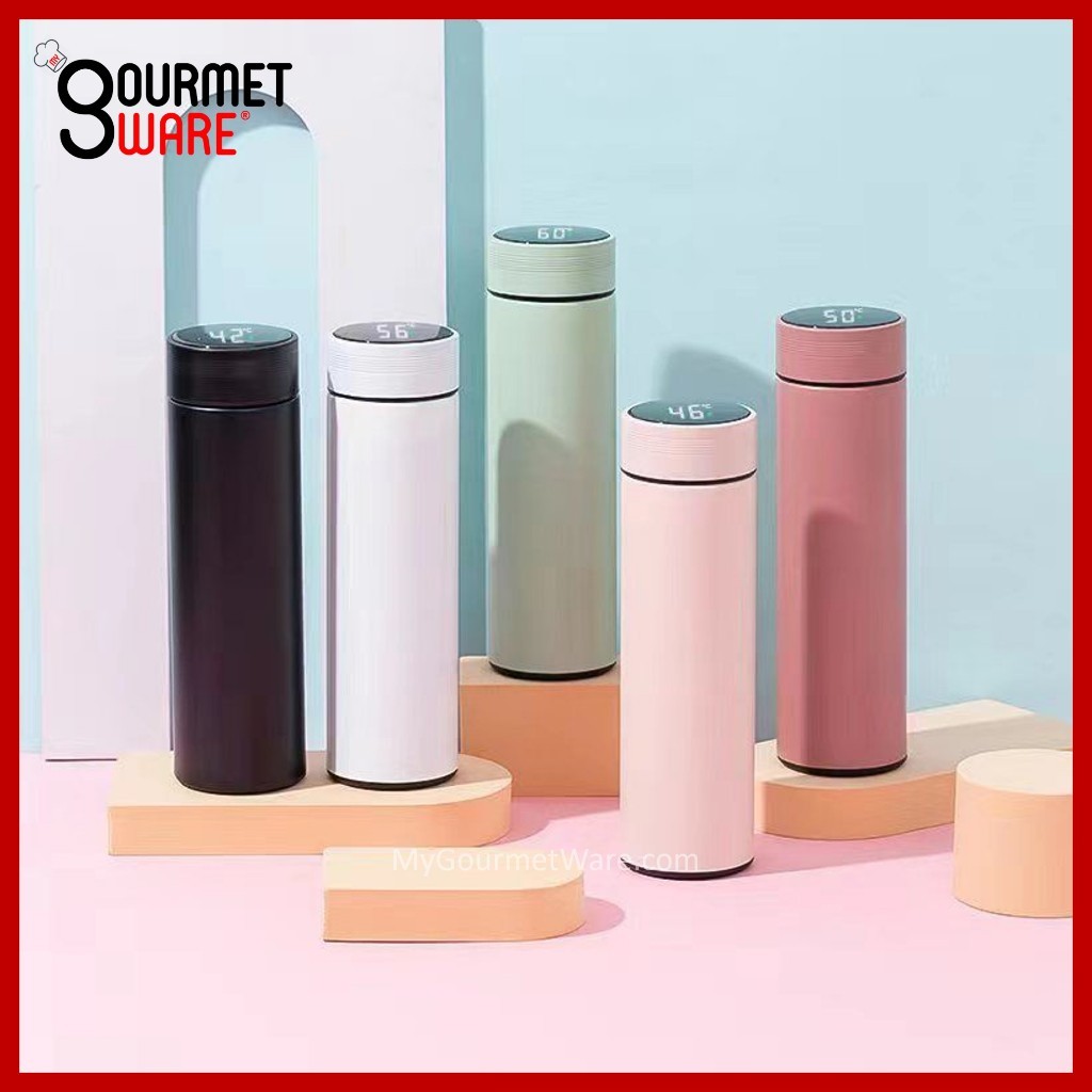 [SG Stock] 500ml Thermal Flask Temperature Display | Battery Replaceable | Stainless Steel Vacuum Flask Hot Water Bottle