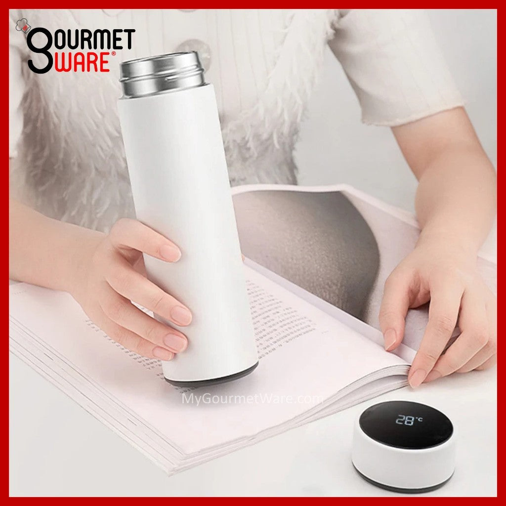 [SG Stock] 500ml Thermal Flask Temperature Display | Battery Replaceable | Stainless Steel Vacuum Flask Hot Water Bottle