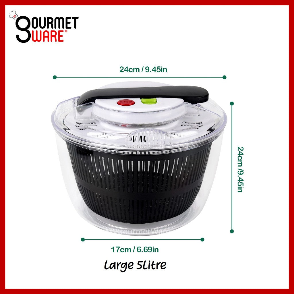 [SG Stock] 5L New Improved and with Thicker Walls | 4-in-1 Salad Spinner Bowl | Vegetable Dehydrator | Colander Strainer