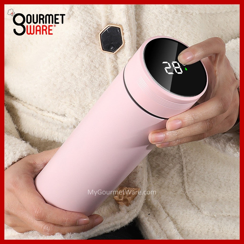 [SG Stock] 500ml Thermal Flask Temperature Display | Battery Replaceable | Stainless Steel Vacuum Flask Hot Water Bottle
