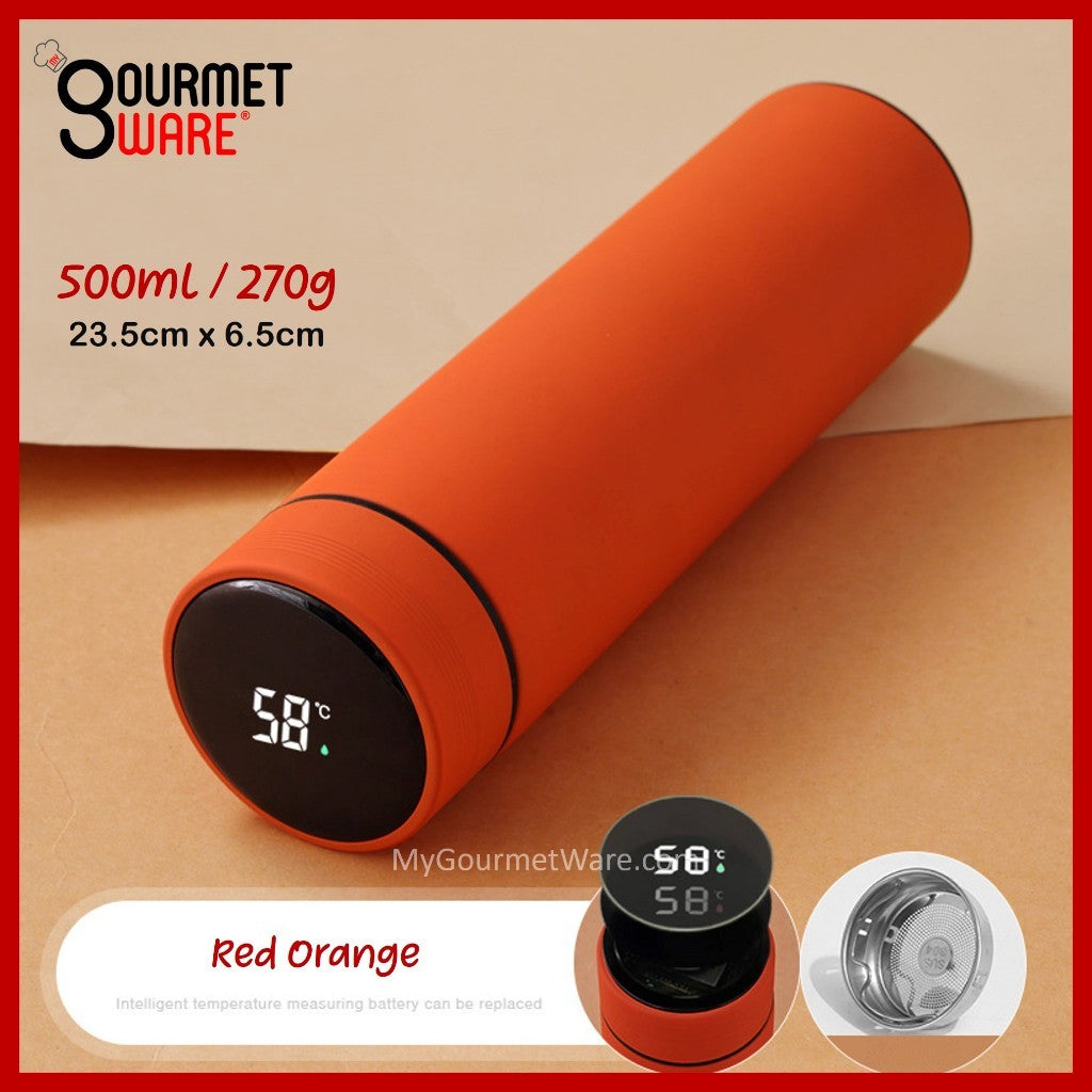 [SG Stock] 500ml Thermal Flask Temperature Display | Battery Replaceable | Stainless Steel Vacuum Flask Hot Water Bottle