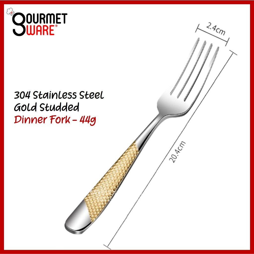 [SG Stock] Gold Accented Cutlery | Stainless Steel Serving Fork, Knife, Spoon Silverware Tableware Flatware Dinnerware