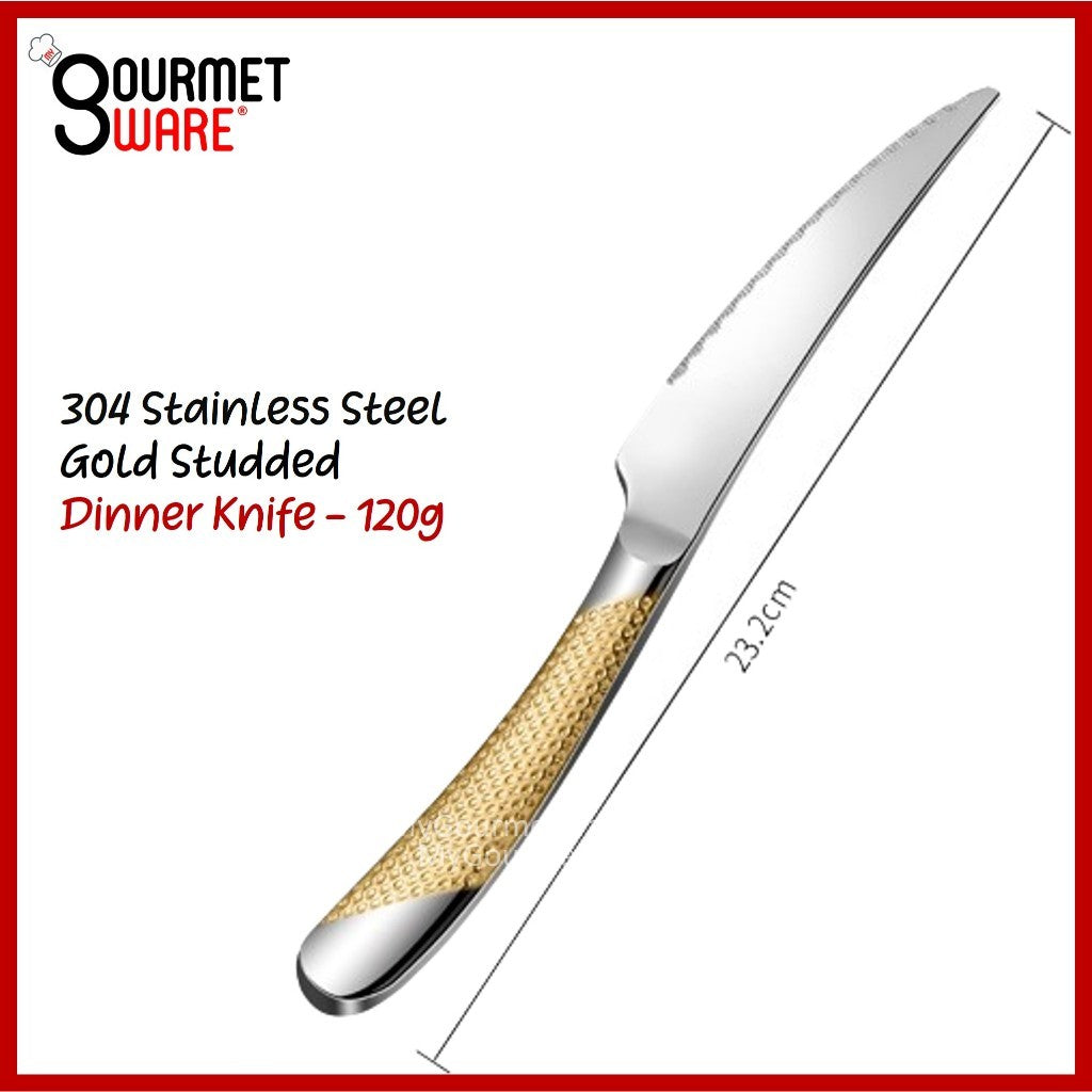 [SG Stock] Gold Accented Cutlery | Stainless Steel Serving Fork, Knife, Spoon Silverware Tableware Flatware Dinnerware