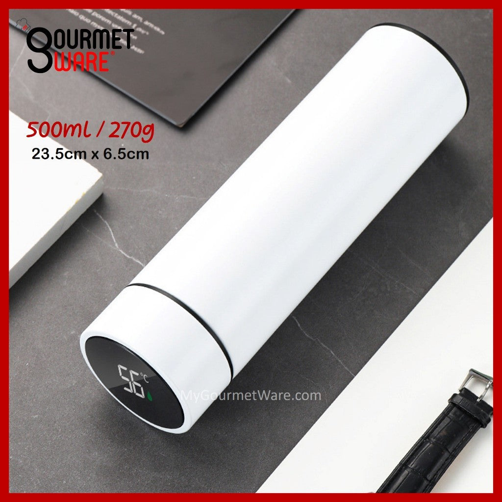 [SG Stock] 500ml Thermal Flask Temperature Display | Battery Replaceable | Stainless Steel Vacuum Flask Hot Water Bottle