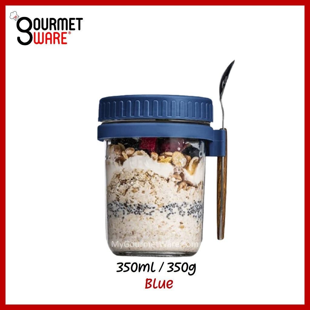 [SG Stock] Oatmeal Cup | Breakfast Cereal Oats Cup | Mason Glass Jar with Spoon | Leak Proof Parfait Container Mug 燕麦杯
