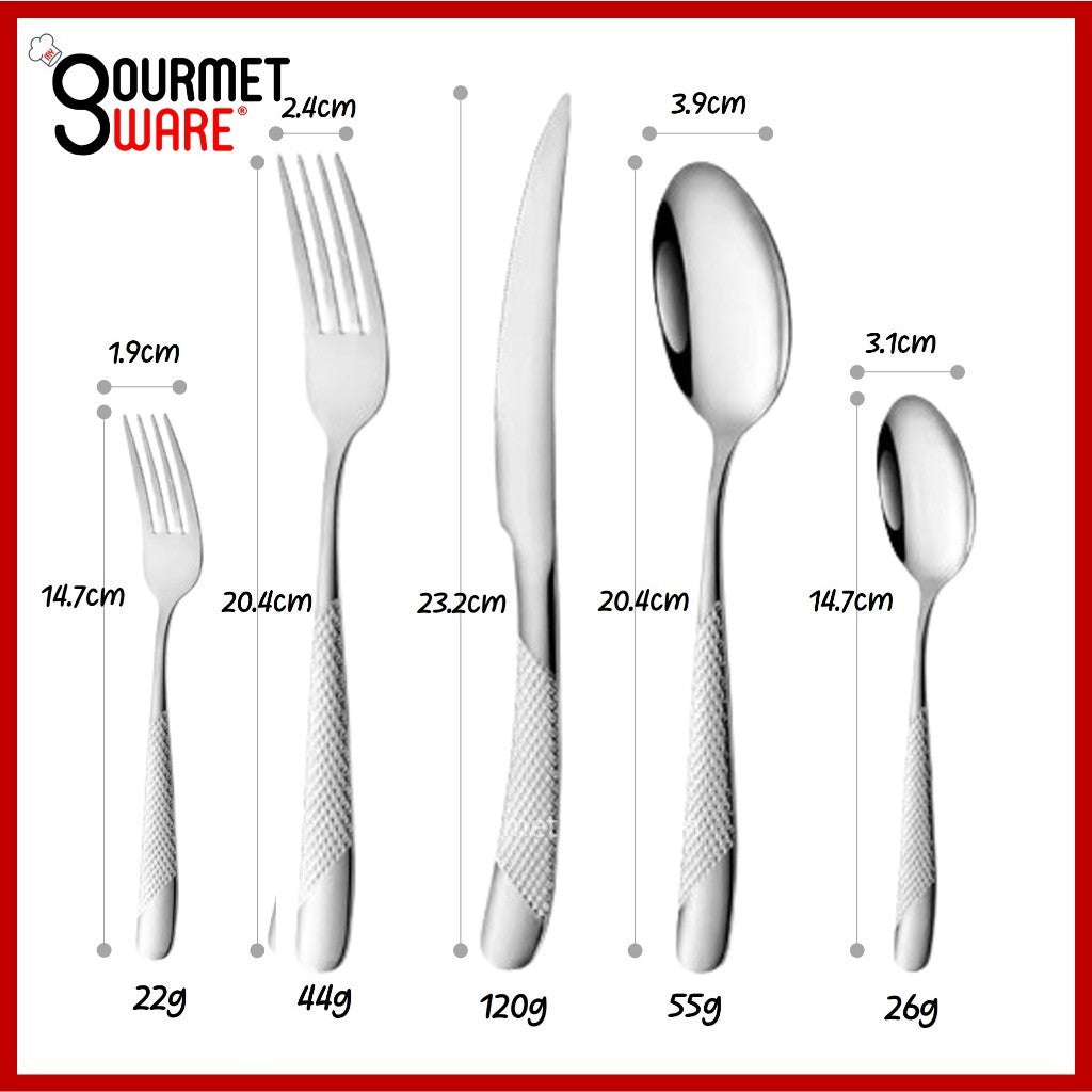 [SG Stock] Gold Accented Cutlery | Stainless Steel Serving Fork, Knife, Spoon Silverware Tableware Flatware Dinnerware