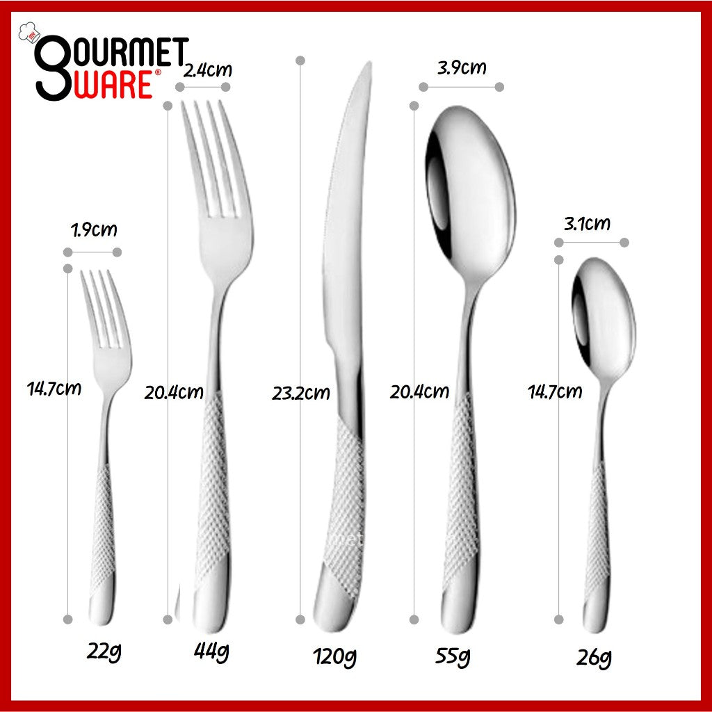 [SG Stock] Gold Accented Cutlery | Stainless Steel Serving Fork, Knife, Spoon Silverware Tableware Flatware Dinnerware