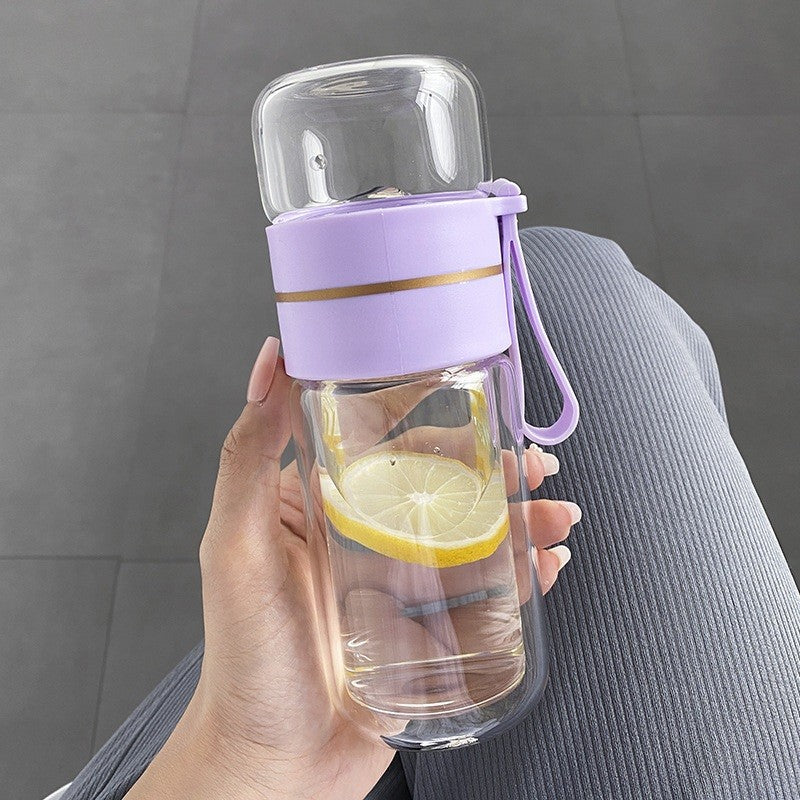 [SG STOCK] Double Glass Wall Tea Infuser Cold Brew Coffee Strainer Fruit Tea Glass Bottle | XL 800ml 泡茶瓶