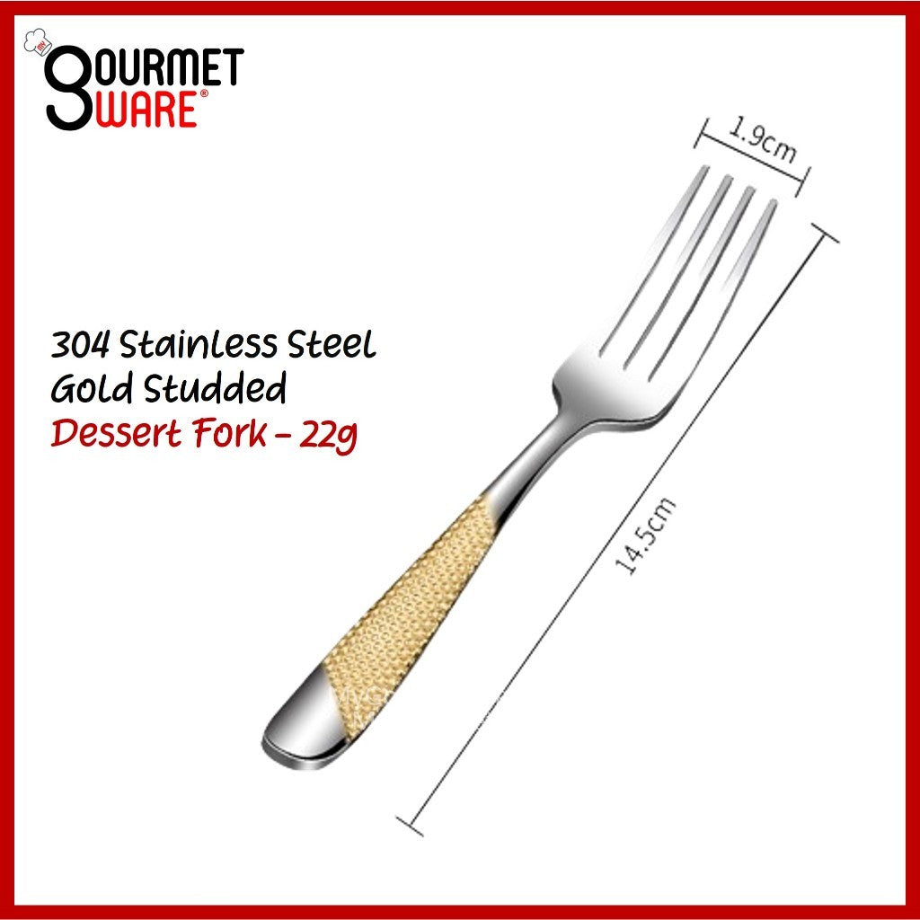 [SG Stock] Gold Accented Cutlery | Stainless Steel Serving Fork, Knife, Spoon Silverware Tableware Flatware Dinnerware