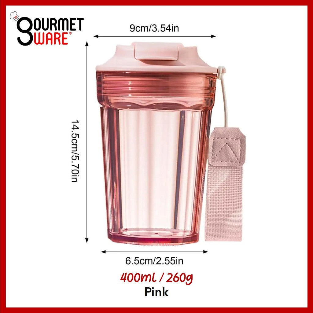 [SG Stock] 400ml 2 way Drinking Cup | Leak Proof Mug | Tritan Water Bottle Tumbler with sipping straw