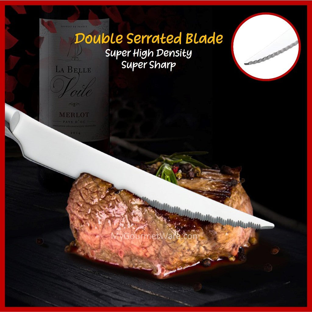 [SG Stock] Gold Accented Cutlery | Stainless Steel Serving Fork, Knife, Spoon Silverware Tableware Flatware Dinnerware