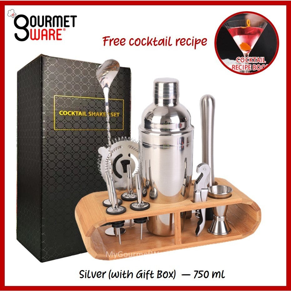 12pc Bartender Gift Box Set | Stainless Steel Cocktail Maker Shaker | Bartending Accessories