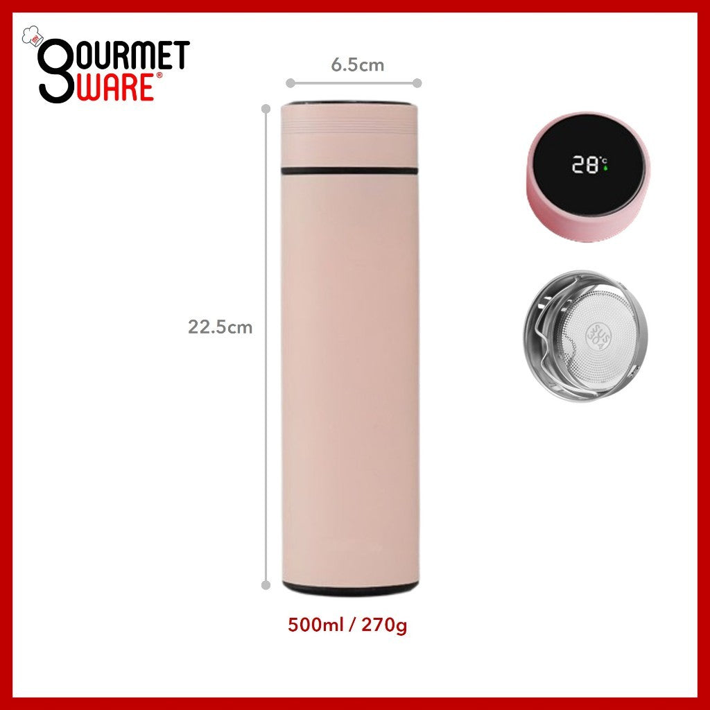 [SG Stock] 500ml Thermal Flask Temperature Display | Battery Replaceable | Stainless Steel Vacuum Flask Hot Water Bottle