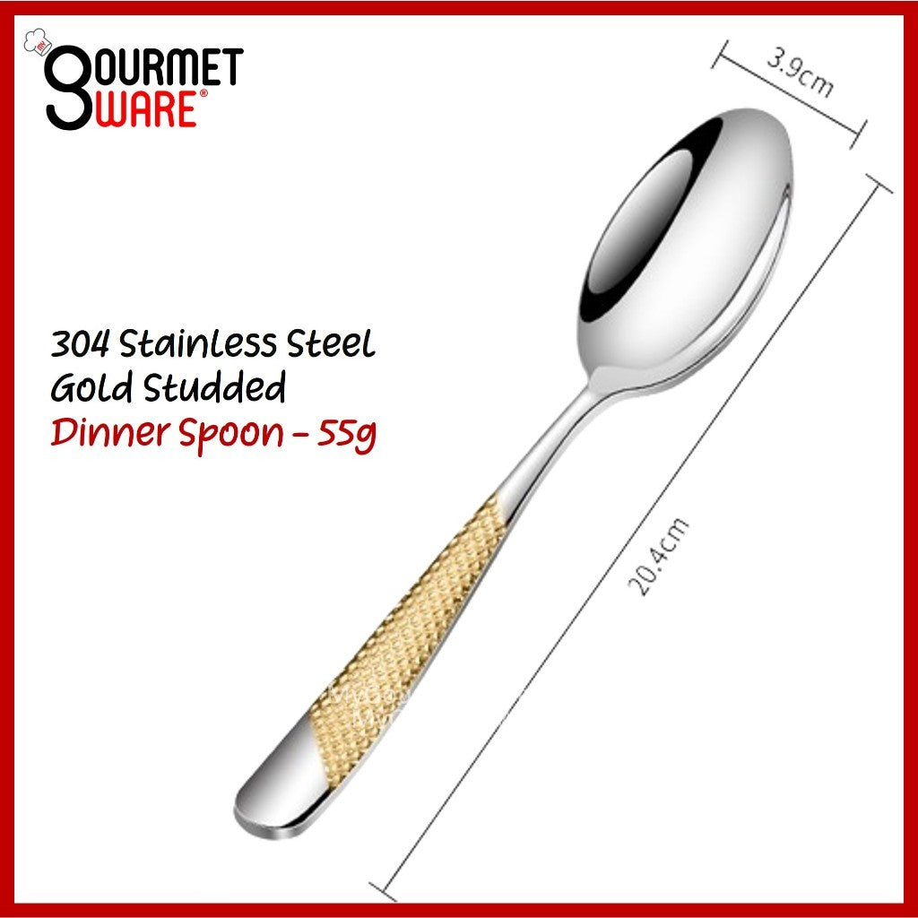 [SG Stock] Gold Accented Cutlery | Stainless Steel Serving Fork, Knife, Spoon Silverware Tableware Flatware Dinnerware
