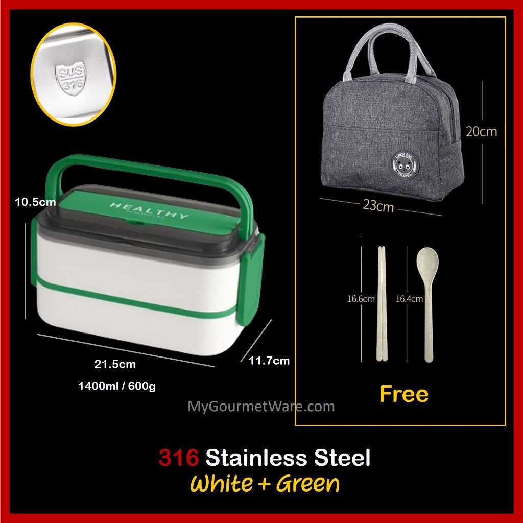 [SG Stock] Stainless Steel Lunch Box & FREE Thermal Bag