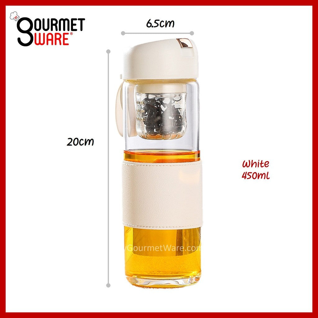 [SG STOCK] 450ml Magnetic Tea Capsule Tea Infuser Bottle Cold Brew Coffee Strainer Fruit Tea Glass Bottle  泡茶瓶