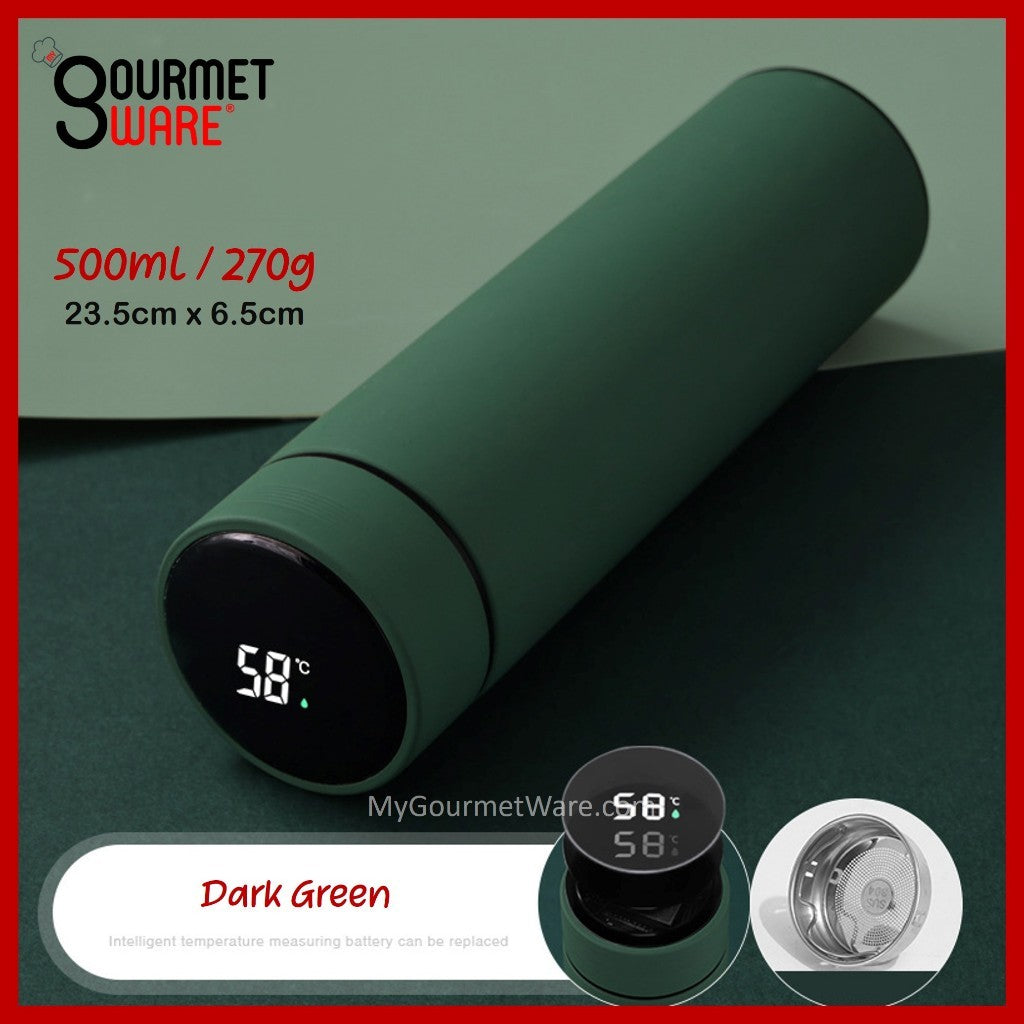 [SG Stock] 500ml Thermal Flask Temperature Display | Battery Replaceable | Stainless Steel Vacuum Flask Hot Water Bottle