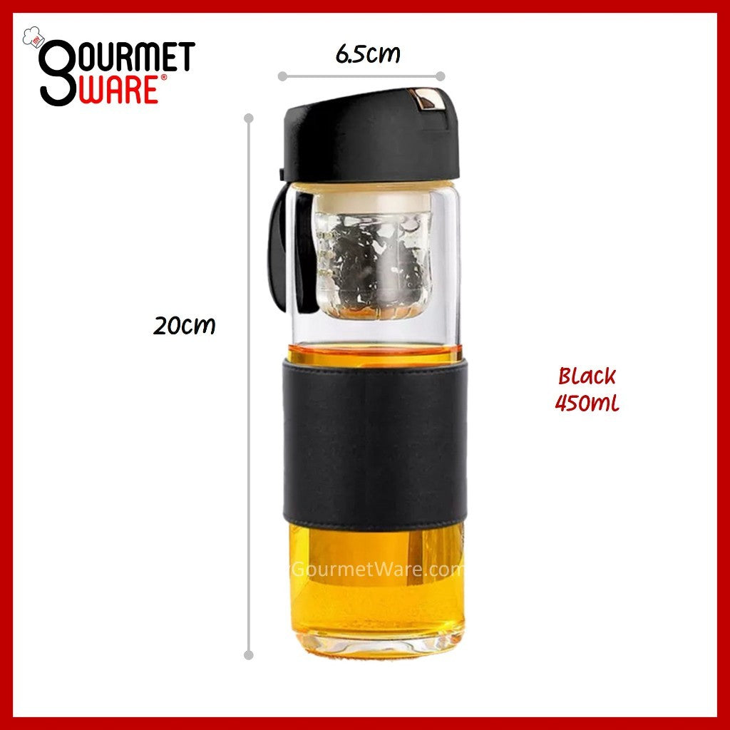 [SG STOCK] 450ml Magnetic Tea Capsule Tea Infuser Bottle Cold Brew Coffee Strainer Fruit Tea Glass Bottle  泡茶瓶