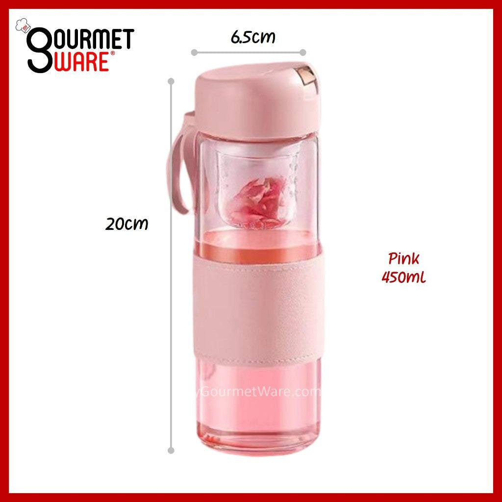 [SG STOCK] 450ml Magnetic Tea Capsule Tea Infuser Bottle Cold Brew Coffee Strainer Fruit Tea Glass Bottle  泡茶瓶