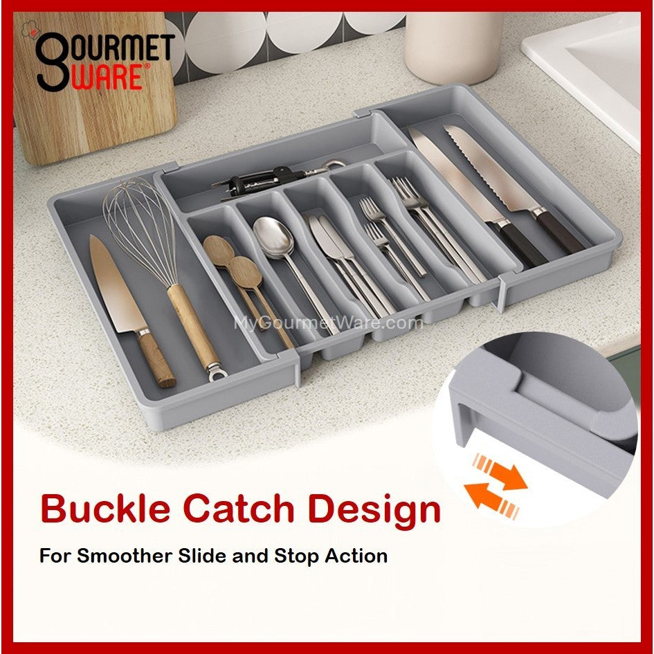 [SG Stock] Expandable Kitchen Drawer Organiser Tray | Cutlery Holder Utensils Organizer | Fork Spoon Knives Storage