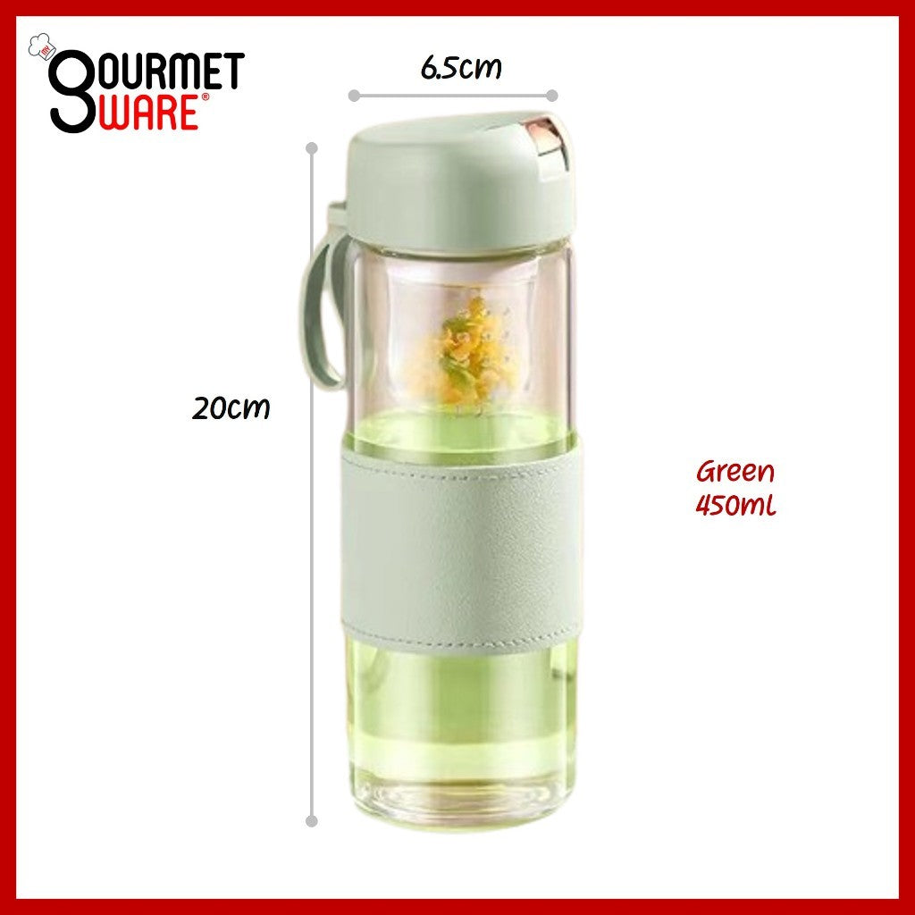 [SG STOCK] 450ml Magnetic Tea Capsule Tea Infuser Bottle Cold Brew Coffee Strainer Fruit Tea Glass Bottle  泡茶瓶