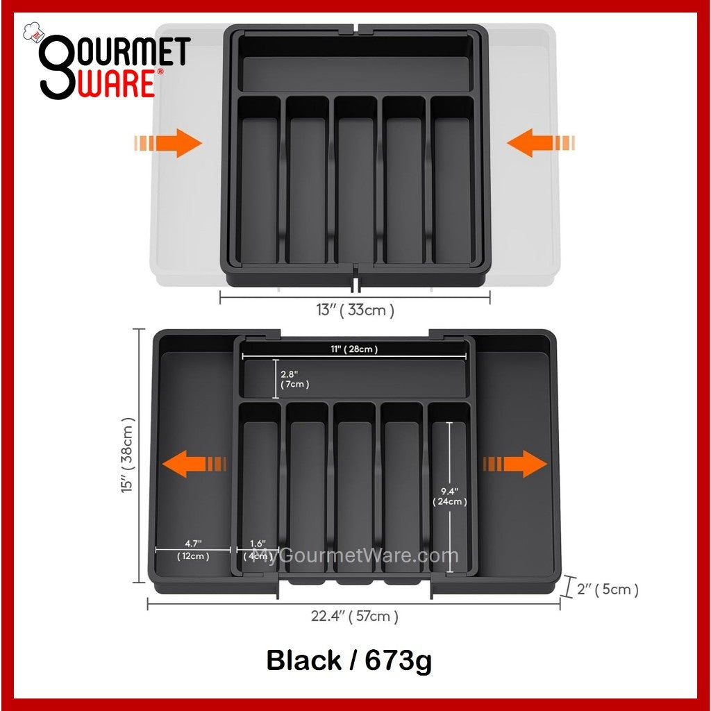 [SG Stock] Expandable Kitchen Drawer Organiser Tray | Cutlery Holder Utensils Organizer | Fork Spoon Knives Storage