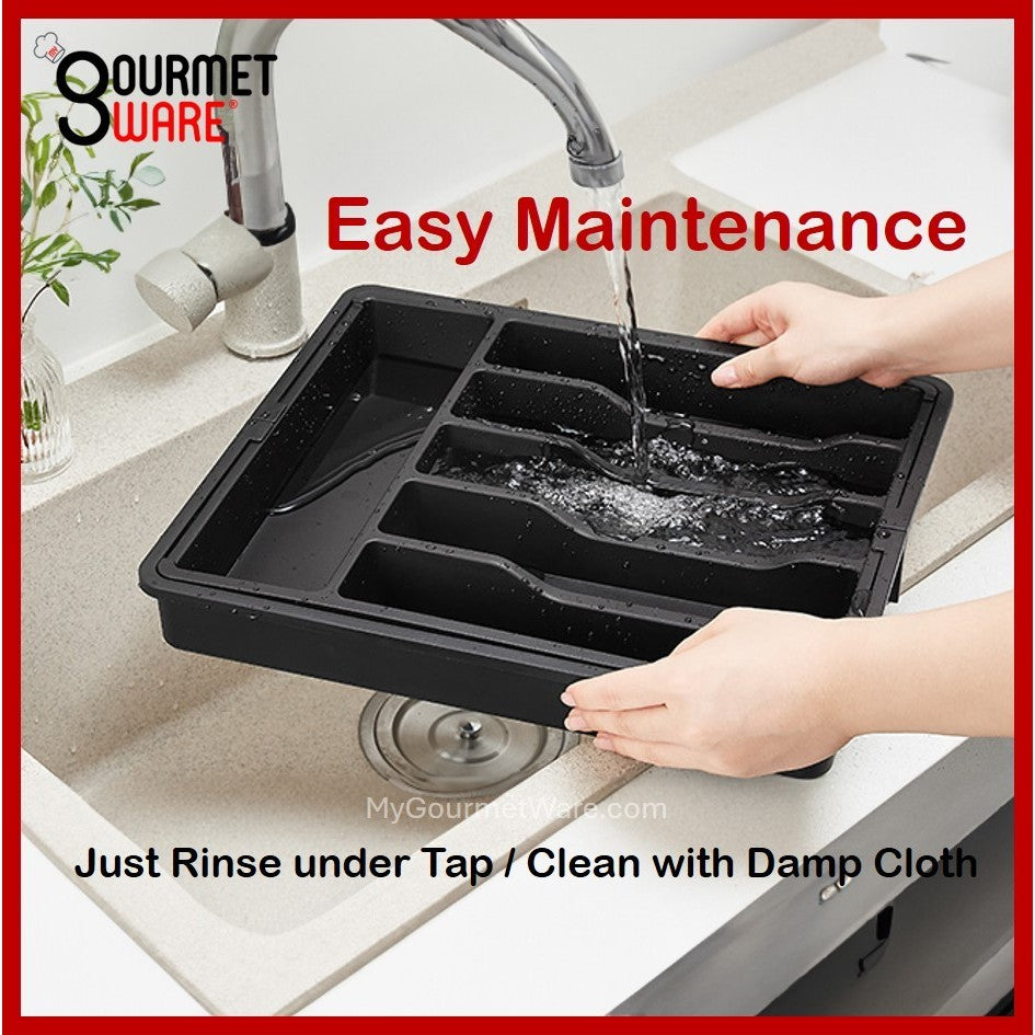 [SG Stock] Expandable Kitchen Drawer Organiser Tray | Cutlery Holder Utensils Organizer | Fork Spoon Knives Storage