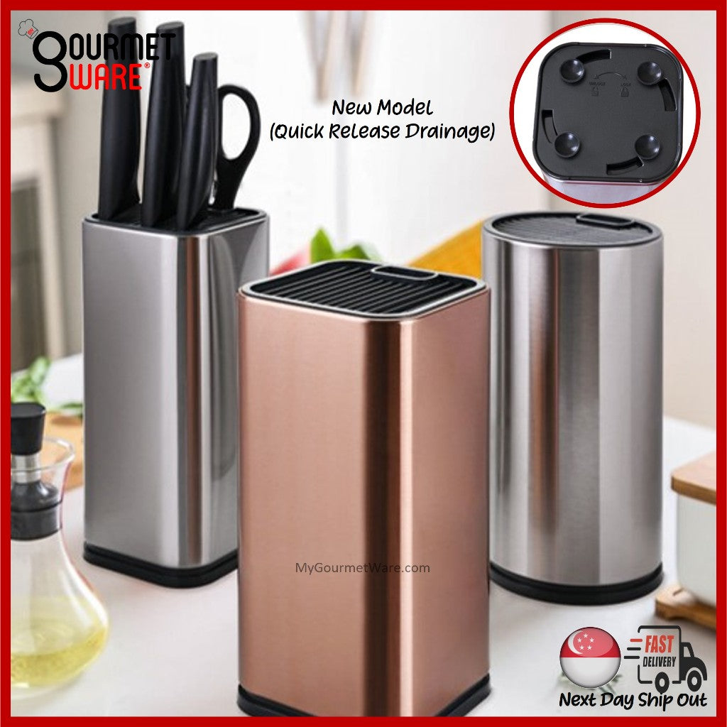 [SG Stock] Stainless Steel Kitchen Knife Block | Knife Rack l Universal Slot Space Saving Knife Holder | Knives Storage