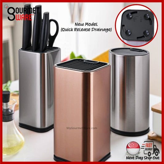 [SG Stock] Stainless Steel Kitchen Knife Block | Knife Rack l Universal Slot Space Saving Knife Holder | Knives Storage