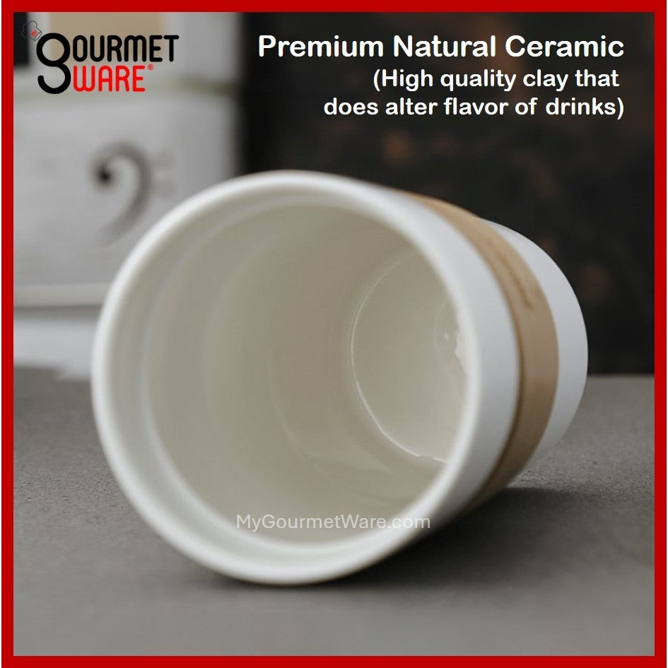 [SG Stock] 100% Ceramic Mug | 400ml Travel Coffee Mug with Lid | Splash Proof, Anti-scald, Microwave Dishwasher Safe