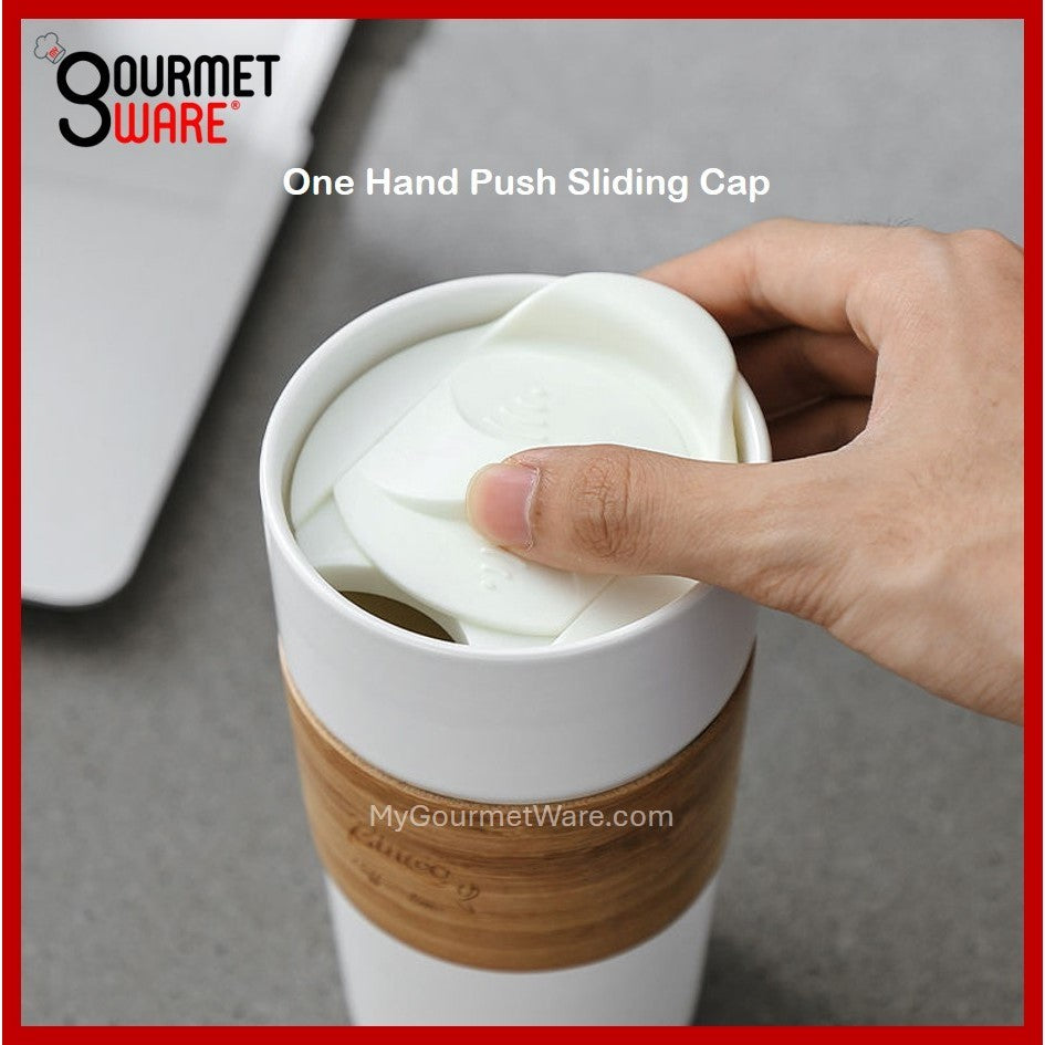 [SG Stock] 100% Ceramic Mug | 400ml Travel Coffee Mug with Lid | Splash Proof, Anti-scald, Microwave Dishwasher Safe